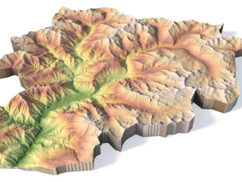 Andorra Topographic Map STL 3D Terrain Model for 3D Printing CNC Milling 3D Print Model