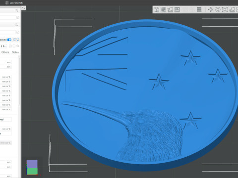 New Zealand Flag 3D Medallion STL Kiwi Bird Relief Model for 3D Printing CNC 3D Print Model