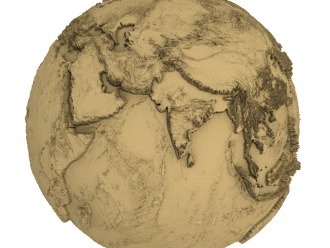 3D Printed Earth STL Model Exaggerated Relief Topography 3D Print Model