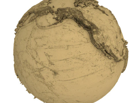 3D Printed Earth STL Model Exaggerated Relief Topography 3D Print Model