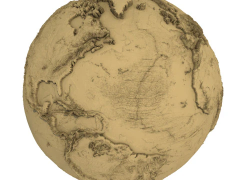 3D Printed Earth STL Model Exaggerated Relief Topography 3D Print Model