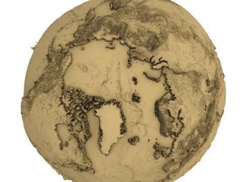 3D Printed Earth STL Model Exaggerated Relief Topography 3D Print Model