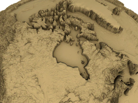3D Printed Earth STL Model Exaggerated Relief Topography 3D Print Model
