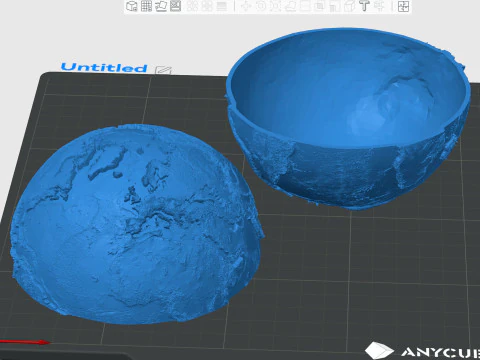 3D Printed Earth STL Model Exaggerated Relief Topography 3D Print Model