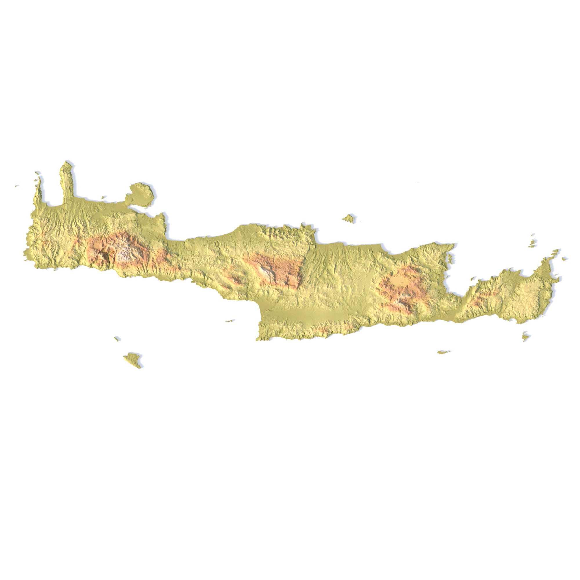 Crete Island 3D Topographic Map STL 3D Print Model .c4d .max .obj .3ds .fbx .stl .blend 