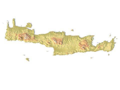 क्रेते द्वीप 3डी स्थलाकृतिक मानचित्र एसटीएल 3D प्रिंट मॉडल
