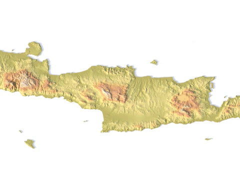 Crete Island 3D Topographic Map STL 3D Print Model