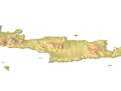Crete Island 3D Topographic Map STL 3D Print Model