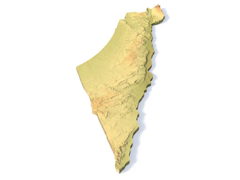 Israel 3D Topographic Map STL 3D Print Model