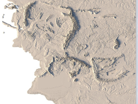 STL Peta 3D Bumi Tengah Model Cetak 3D