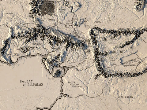 Middle Earth 3D Map STL 3D Print Model