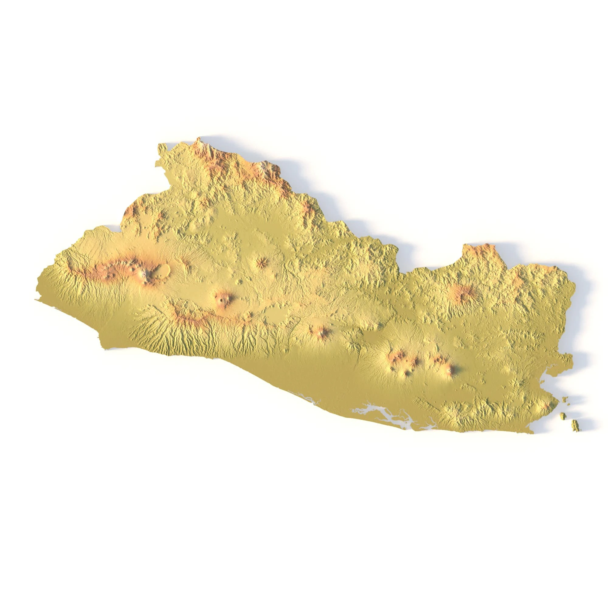 El Salvador Topographic Map for 3D Printing CNC Carving 3D Print Model .c4d .max .obj .3ds .fbx .stl .blend 