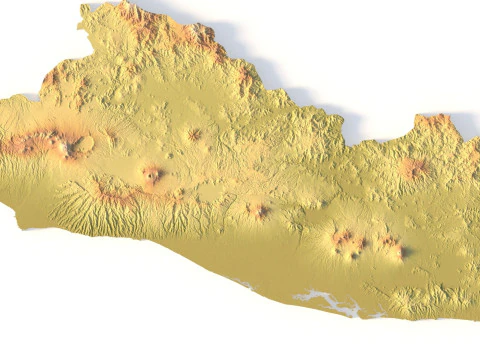 El Salvador Topographic Map for 3D Printing CNC Carving 3D Print Model