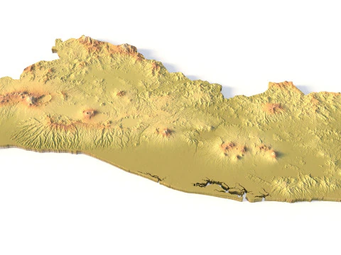 El Salvador Topographic Map for 3D Printing CNC Carving 3D Print Model