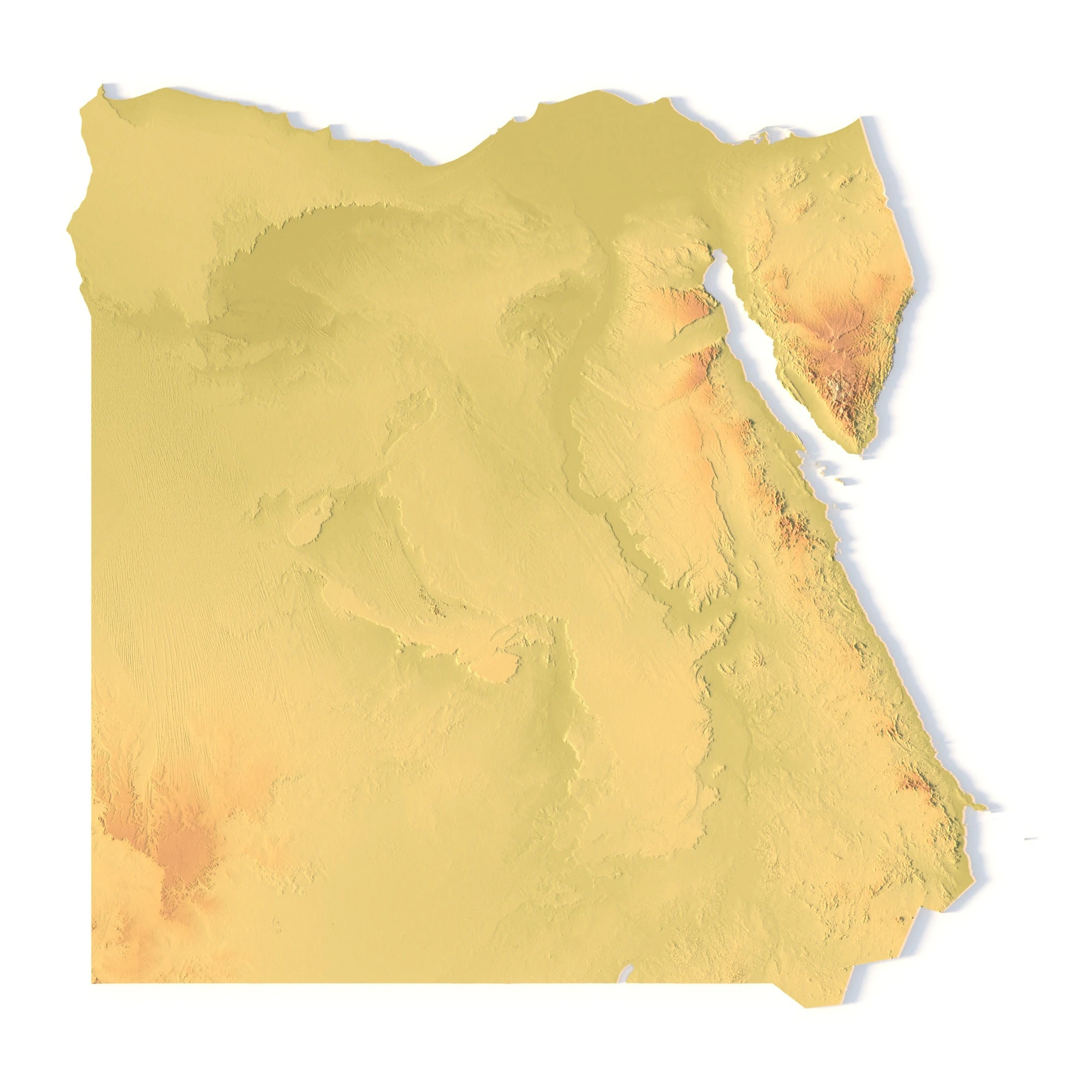 Egypt Topographic Map for 3D Printing CNC Carving 3D Print Model .c4d .max .obj .3ds .fbx .stl .blend 