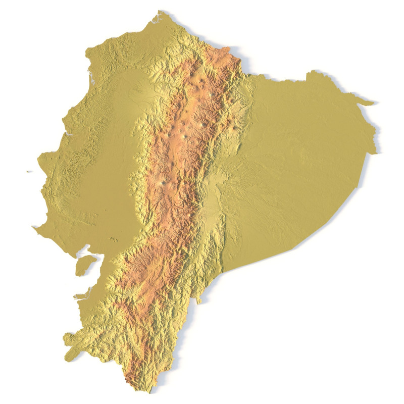 Peta Topografi Ekuador untuk Pencetakan 3D Ukiran CNC Model Cetak 3D .c4d .max .obj .3ds .fbx .stl .blend