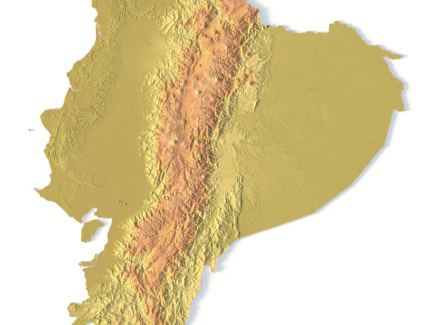 Topografische Karte Ecuadors f&uuml;r 3D-Druck, CNC-Schnitzerei 3D Druckmodell