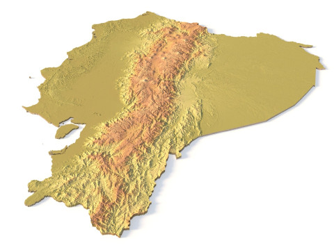 Mappa topografica dell'Ecuador per la stampa 3D di intaglio CNC Modello di stampa 3D