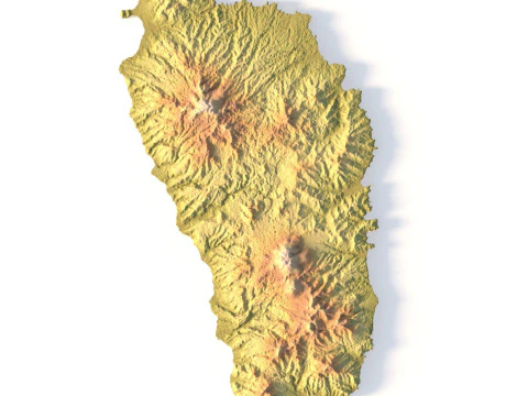 Topografische Karte von Dominica f&uuml;r 3D-Druck, CNC-Schnitzerei 3D Druckmodell