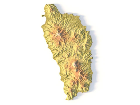 Dominica Topographic Map for 3D Printing CNC Carving 3D Print Model