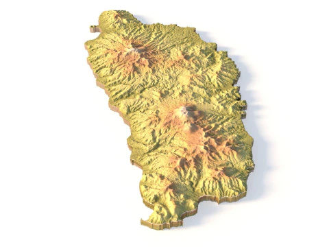 Dominica Topographic Map for 3D Printing CNC Carving 3D Print Model