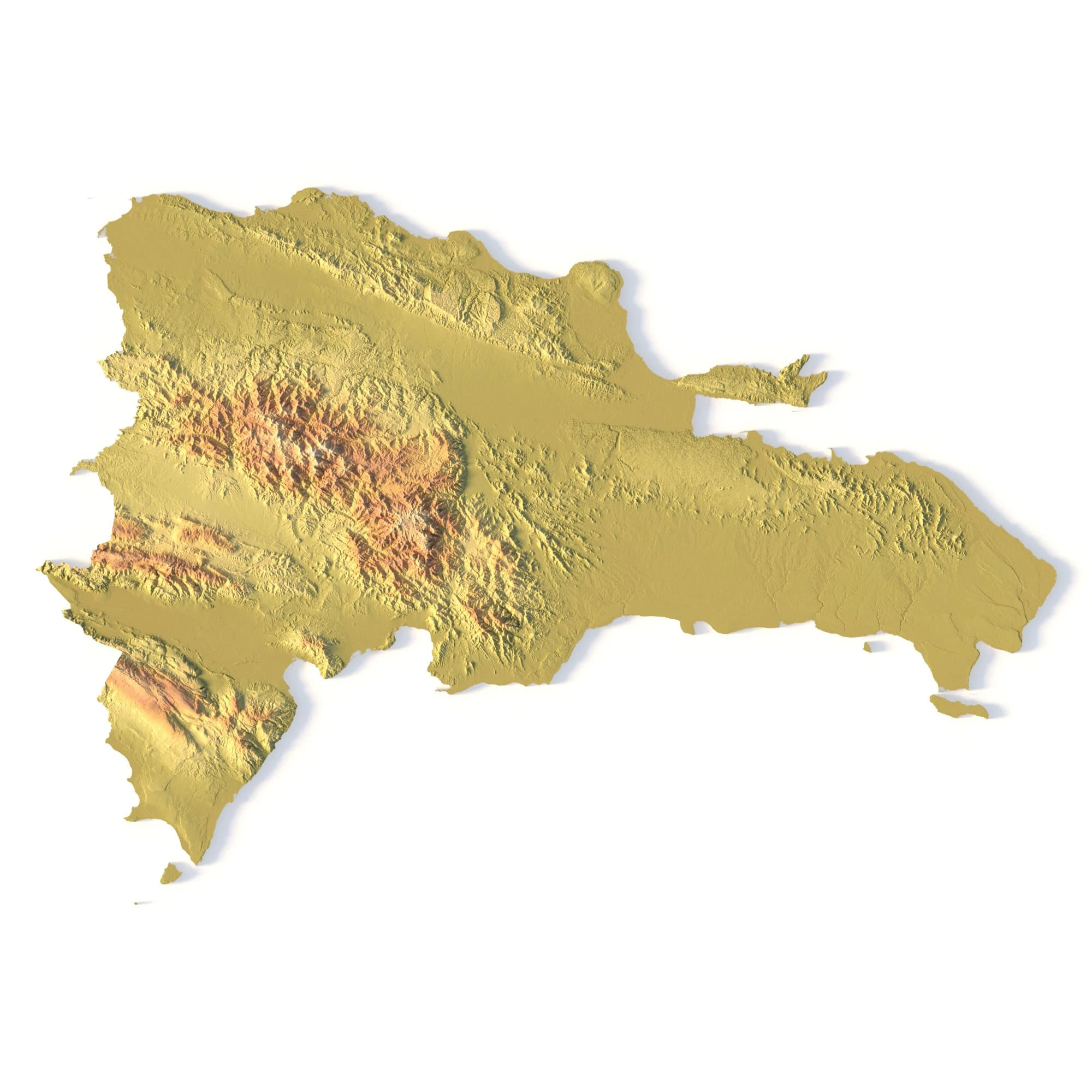 Dominican Republic Topographic Map for 3D Printing CNC Carving 3D Print Model .c4d .max .obj .3ds .fbx .stl .blend