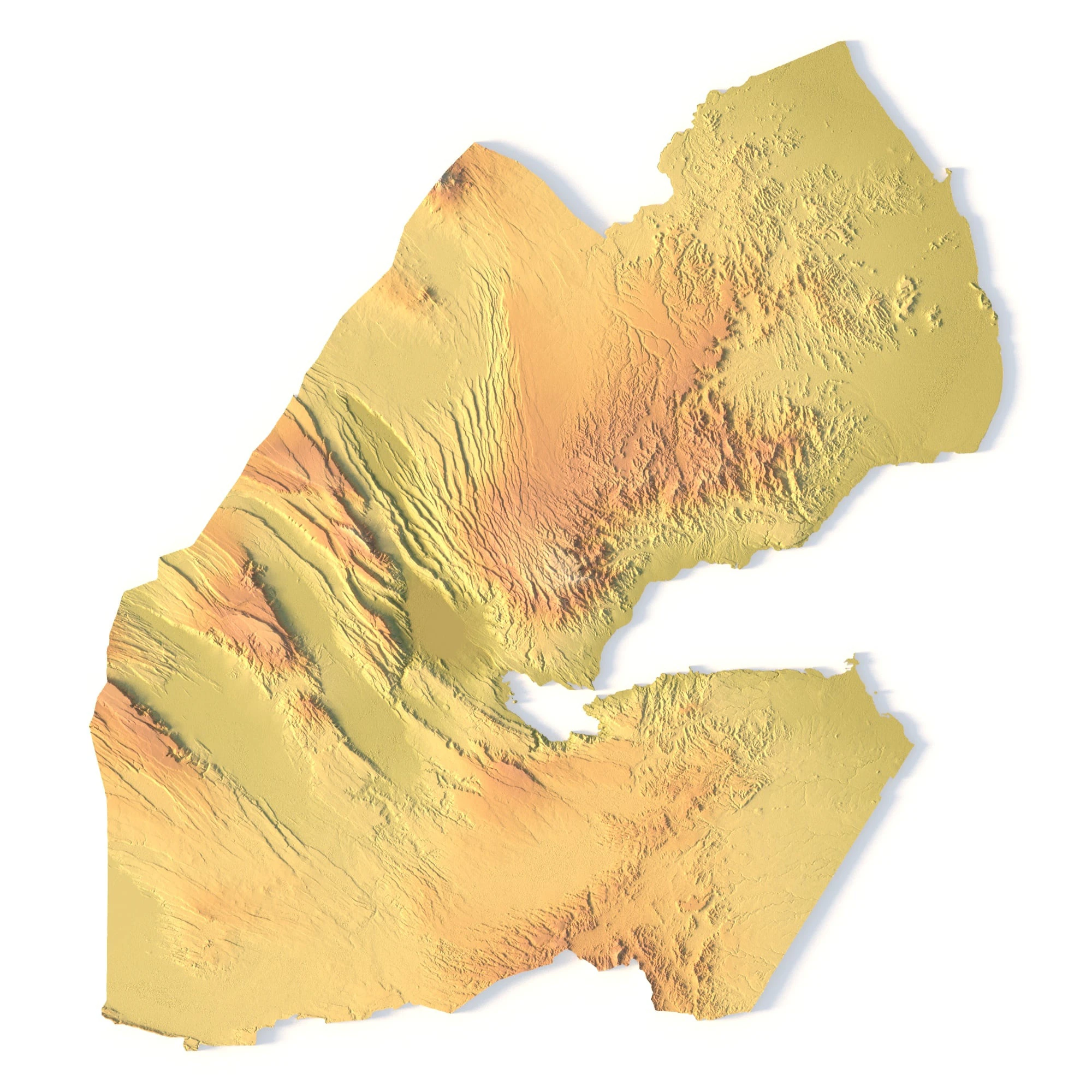 Djibouti Topographic Map for 3D Printing CNC Carving 3D Print Model .c4d .max .obj .3ds .fbx .stl .blend