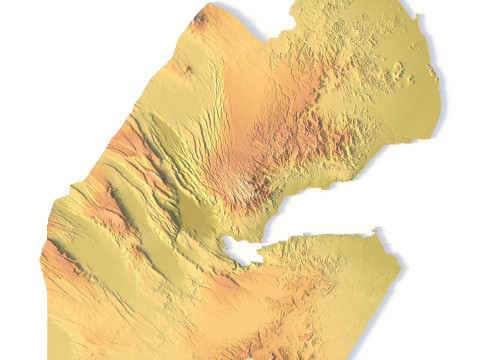 Mappa topografica di Gibuti per la stampa 3D di intaglio CNC Modello di stampa 3D