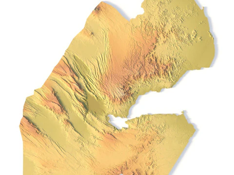 Topografische Karte von Dschibuti f&uuml;r 3D-Druck, CNC-Schnitzerei 3D Druckmodell