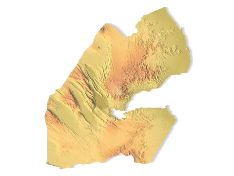 Djibouti Topographic Map for 3D Printing CNC Carving 3D Print Model
