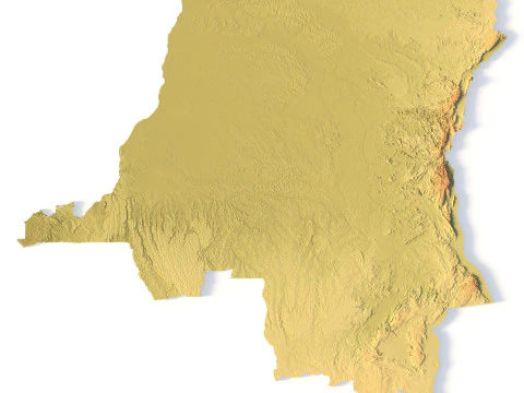 Topografische Karte der DR Kongo f&uuml;r 3D-Druck, CNC-Schnitzerei 3D Druckmodell