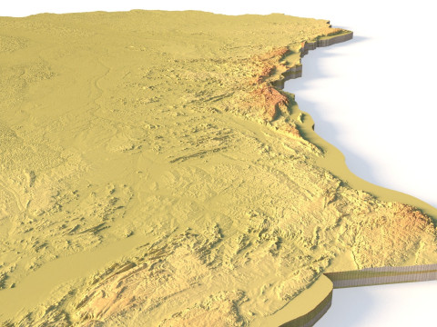 Mappa topografica della Repubblica Democratica del Congo per la stampa 3D di intaglio CNC Modello di stampa 3D