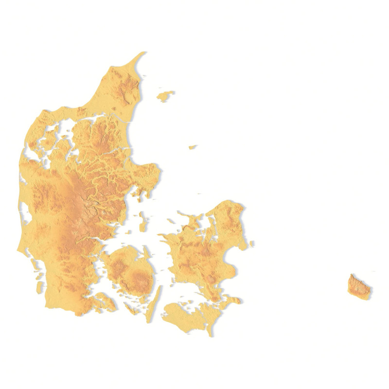 Model STL Peta Topografi Denmark Model Cetak 3D .c4d .max .obj .3ds .fbx .stl .blend 