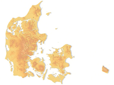 Model STL Peta Topografi Denmark Model Cetak 3D