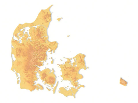Denmark Topographic Map STL model 3D Print Model