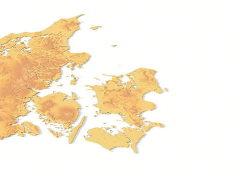 Model STL Peta Topografi Denmark Model Cetak 3D