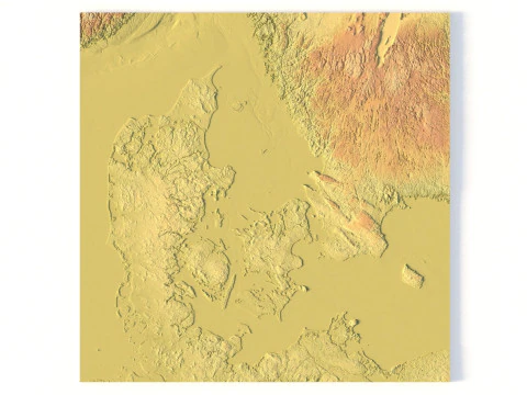 Denmark Topographic Map STL model 3D Print Model