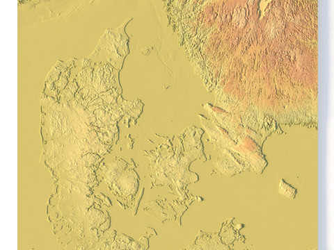 Model STL Peta Topografi Denmark Model Cetak 3D