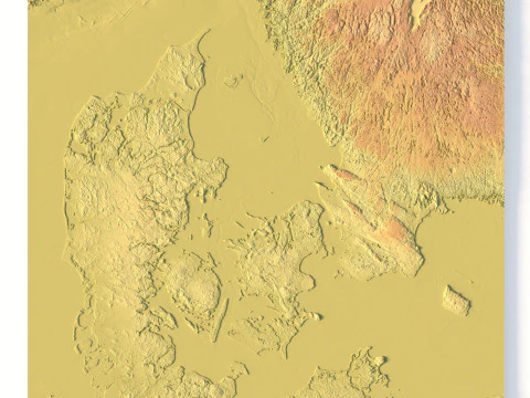 Denmark Topographic Map STL model 3D Print Model