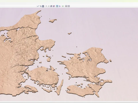Denmark Topographic Map STL model 3D Print Model