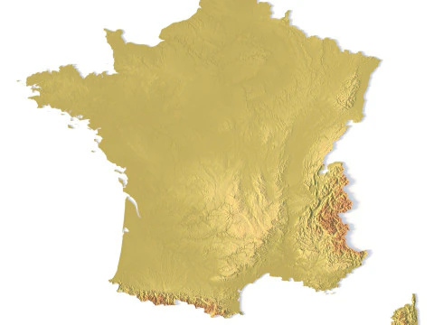 Frankreich Topografische Karte f&uuml;r 3D-Druck CNC-Schnitzerei 3D Druckmodell