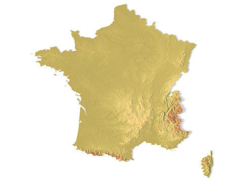Peta Topografi Prancis untuk Pencetakan 3D Ukiran CNC Model Cetak 3D