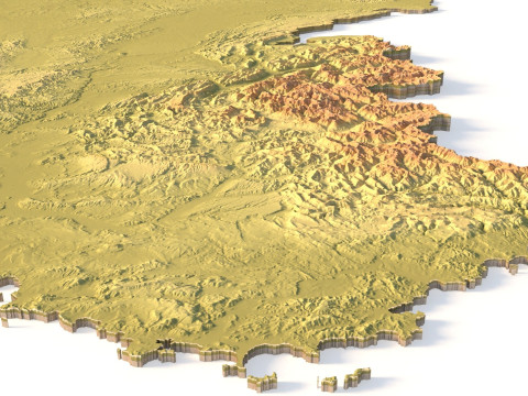 Peta Topografi Prancis untuk Pencetakan 3D Ukiran CNC Model Cetak 3D