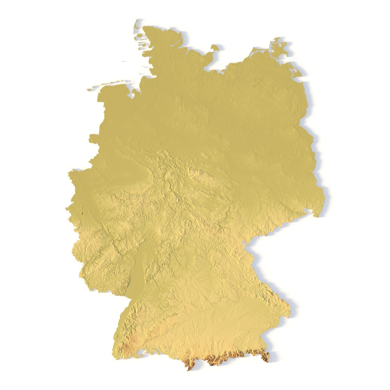 Peta Topografi Jerman untuk Pencetakan 3D Ukiran CNC Model Cetak 3D .c4d .max .obj .3ds .fbx .stl .blend