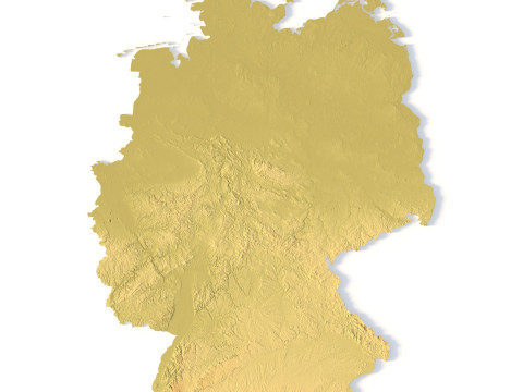 Mappa topografica della Germania per la stampa 3D di intaglio CNC Modello di stampa 3D