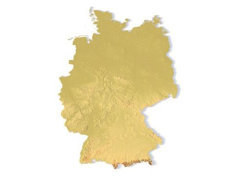 Mappa topografica della Germania per la stampa 3D di intaglio CNC Modello di stampa 3D
