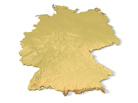 Mappa topografica della Germania per la stampa 3D di intaglio CNC Modello di stampa 3D