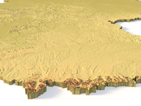 Germany Topographic Map for 3D Printing CNC Carving 3D Print Model
