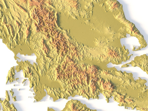 Peta Topografi Yunani untuk Pencetakan 3D Ukiran CNC Model Cetak 3D