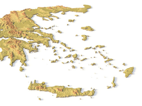 Peta Topografi Yunani untuk Pencetakan 3D Ukiran CNC Model Cetak 3D